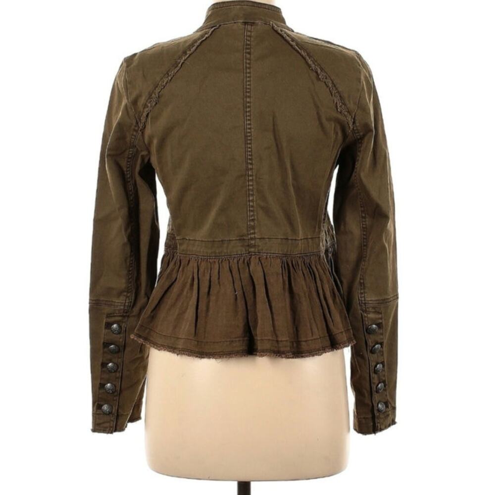 Free People Button Cuff Military Ruffle XS Jacket - Picture 5 of 9